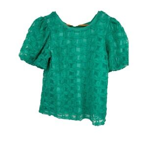 CATO Limited Edition Textured Puff Sleeve Top Green Size Small‎